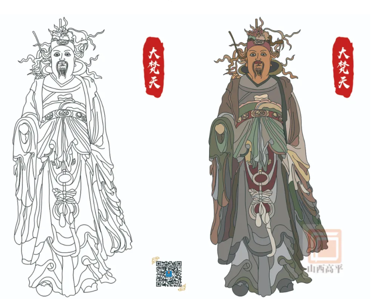 山西高平发布铁佛寺二十四诸天手绘版文创作品(图2)